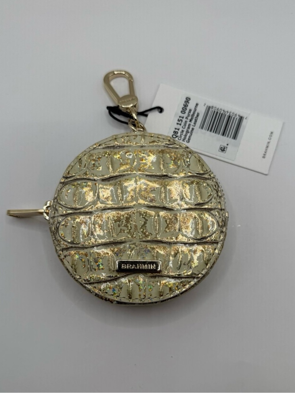 Brahmin round coin pouch in Hologram NWT